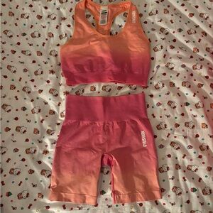Gymshark Pink and Orange Workout Set